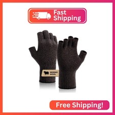 SONORAN Merino Wool Fingerless Gloves for Men Women, Half Finger Gloves Base L