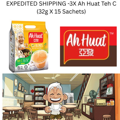 EXPEDITED SHIPPING -3X Ah Huat Teh C (32g X 15 Sachets) Halal Malaysia Drink