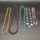 Vintage Beaded Statement Necklace Lot of 5 Faux Pearl Glass Boho Costume Jewelry