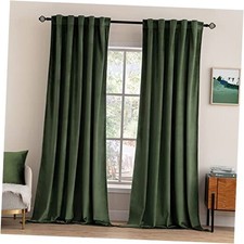 Velvet Curtains 84 inches 2 Panels - 52"W x 84"L Pack of 2 Olive Green