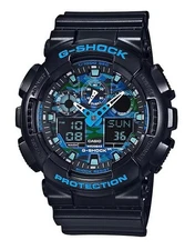 Casio G-SHOCK GA100CB-1A Men's XL 3-Eye Cool Blue Black Camo Ana-Digi Watch