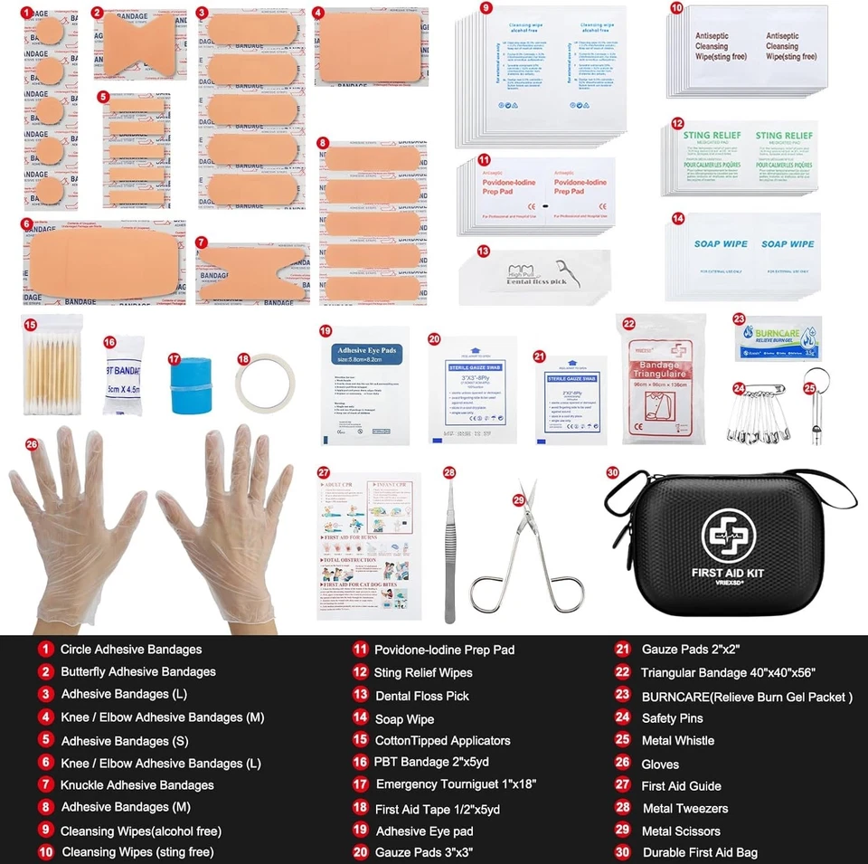 Mini First Aid Kit - 150 Piece Small Waterproof Hard Shell Medical Kit for Home, - Image 3 of 4