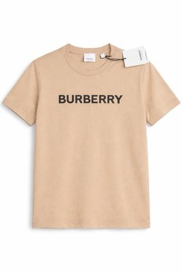 Burberry Beige Cotton Jersey Logo Men's Crew Neck Short Sleeve T-Shirt