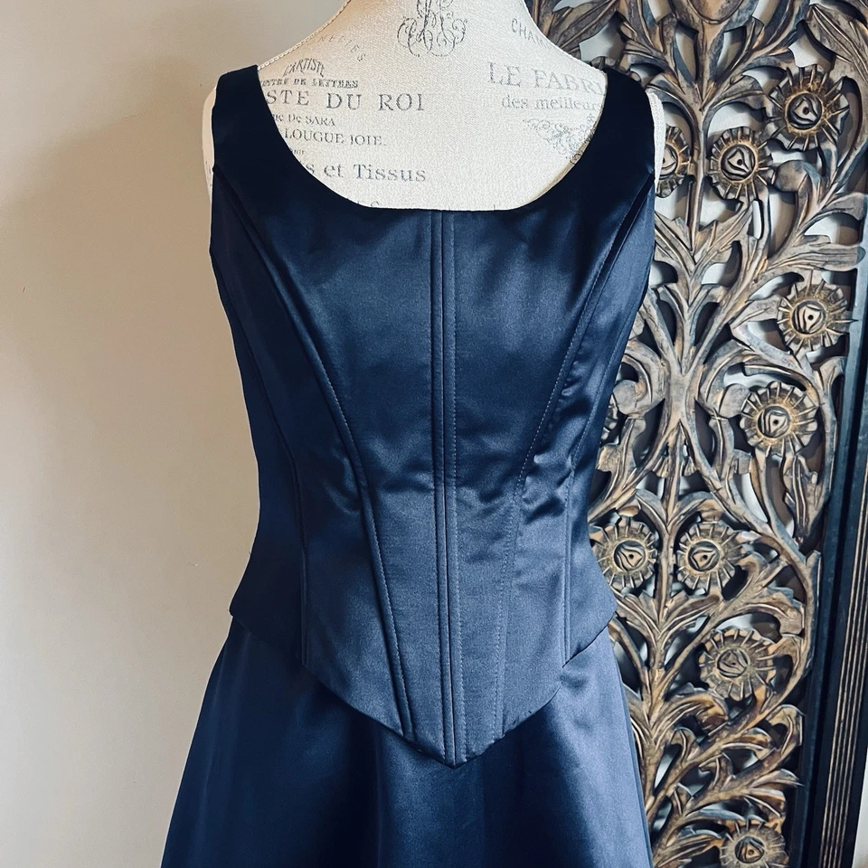 Vestido Corsé Vintage McClintock Formal Azul Marino 12 Baile de graduación Años 90 Y2K Maxi LEER Foto 2 de 4