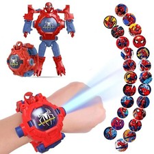 Fashion 24 Projection Patterns Spiderman Children Watches for Boy Deformation