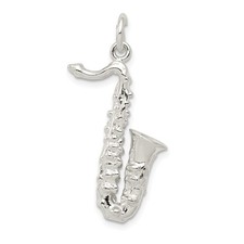 Sterling Silver 3D Saxophone Pendant