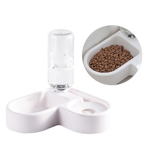 Automatic White Pet Feeding Bowl with Safe Material and Elegant Design