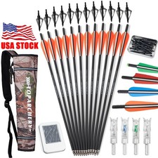 12Pcs 20Inch Crossbow Bolts Carbon Arrows /12Pc Hunting Broadhead Archery Target