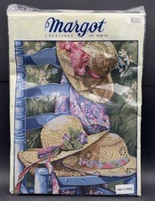 NEW Vintage Margot De Paris Needlepoint Kit HATS ON BLUE CHAIR IN GARDEN 19"x14"
