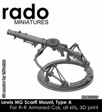 Rado Miniatures, RDM35S39, Lewis MG w/Scarff Mount for RR Armored Cars, 1:35