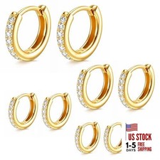 4 Pairs Small Gold Silver Hoop Earrings Set for Women, Gold Huggie Hoop