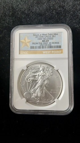 2013-W Silver Eagle Struck At West Point NGC MS69 Feom 1st 20 Boxes