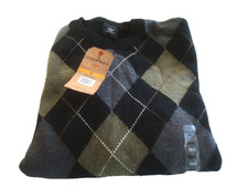 Mens Small Crew Argyle Sweater Black Dockers NEW