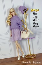 5PCS For Fashion Royalty Integrity Poppy Parker NuFace Doll Shoes Bag Outfit 1/6