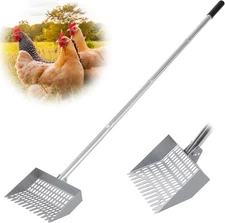 Chicken Poop Scooper Tempered Spring Steel Heavy Duty 38 to 66" Adjustable