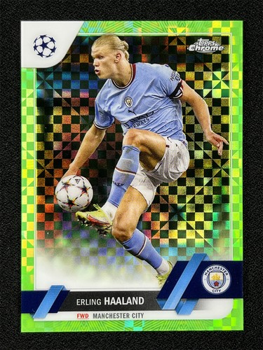 2023 Topps Chrome UEFA Erling Haaland #99 Neon Green X-Fractor Refractor /399