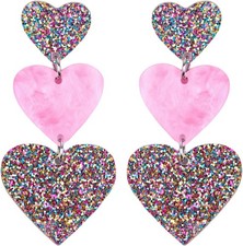 Heart Earrings Dangle Valentine's Day Earrings Heart Earrings Cute Love Dangling