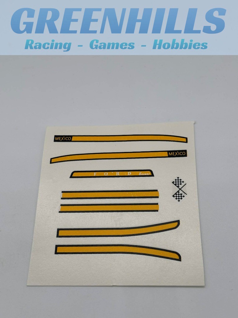 Greenhills Scalextric Ford Escort Mexico Yellow Waterslides - NEW - ACC4004