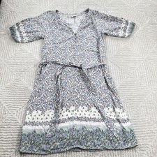 LOFT Dress Women XS Floral Linen Belt Shift Summer Boho Cottagecore Spring