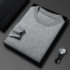 Image of Men's 100% Pure Wool Jumper Soft Knit Crew Neck Sweater Pullover Long Sleeves UK