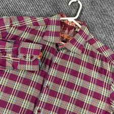 Robert Graham Shirt Mens Medium Purple Plaid Long Sleeve Button Up Designer