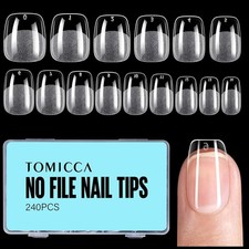 Soft Gel Nail Tips, 240PCS Clear Half Matte, Full Cover No File Nail Tips Tracel