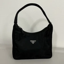 PRADA Vintage 90's Y2K Tessuto Hobo Bag Mini Black Nylon Flaws READ