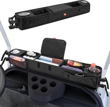 Golf Cart Front Storage Basket with Insulated Cup Holders, No-Drilling Dash Tray