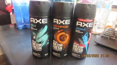 AXE Apollo, Adrenalin & Dark Tempt Deodorant Body Spray Aluminum-Free 48H 5.1 oz
