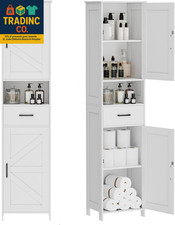 67" H Tall Bathroom Storage Cabinet with 2 Barn Doors and 1 Drawer, Narrow Stora