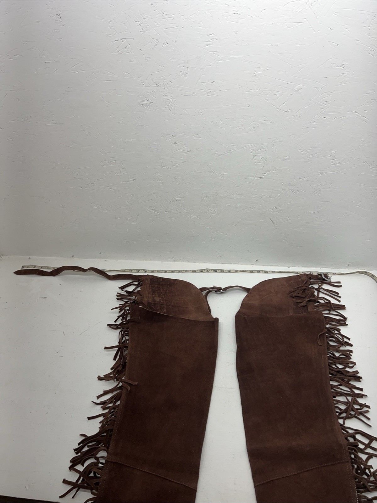 NOS Brown Show Western Chaps With Fringe Adjustable 44” Waist  I-61