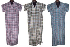 Set of 3 Men Kaftan V-Neck Short Sleeve Egyptian Galabeya Arab Jilbab Thobe L/XL