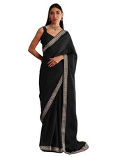 Women's Satin Solid Saree With Unstitched Blouse