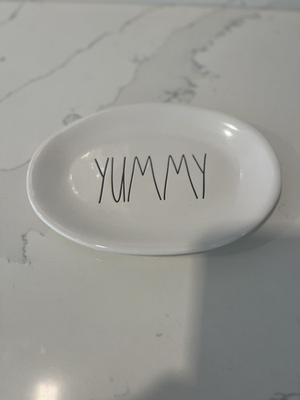#ad Rae Dunn “YUMMY” Oval Snack Plate – Artisan Collection by Magenta – 8” Ceramic $18.00