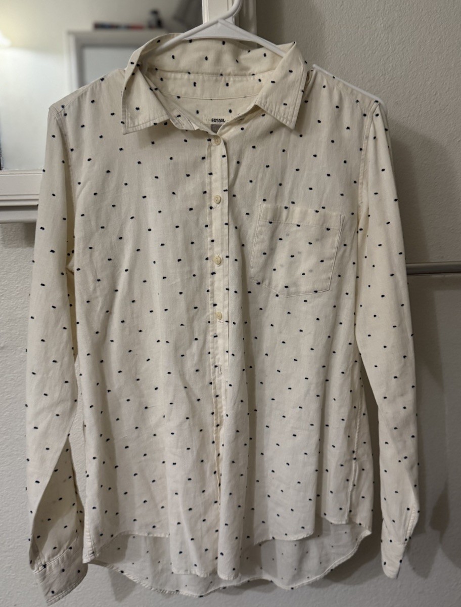 Fossil Women's Polka Dot Collared Button-Up