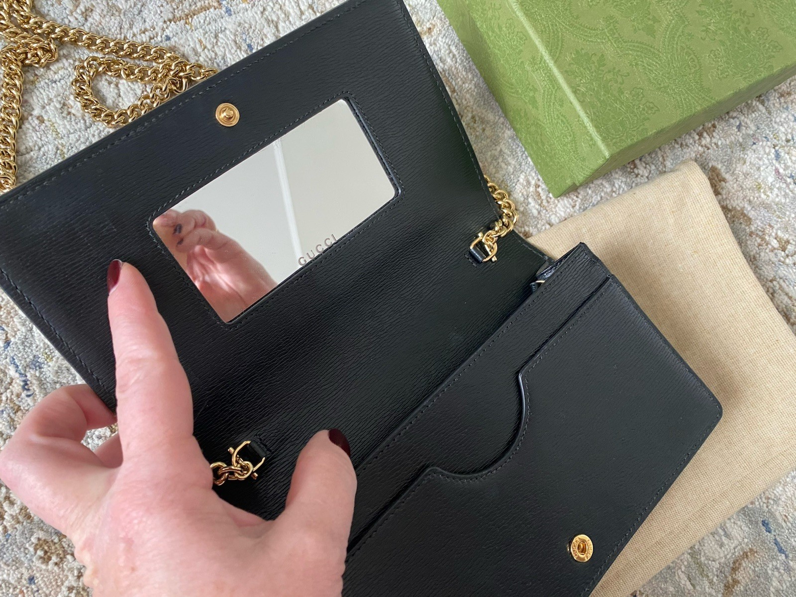 Authentic Gucci Double G Script Black Wallet On T… - image 5