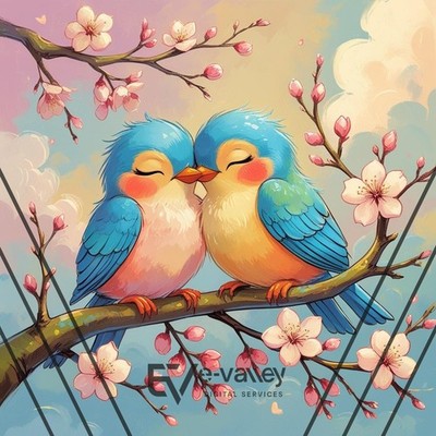 Love Birds Artwork Digital Product HD Image Picture Photo Wallpaper for Print