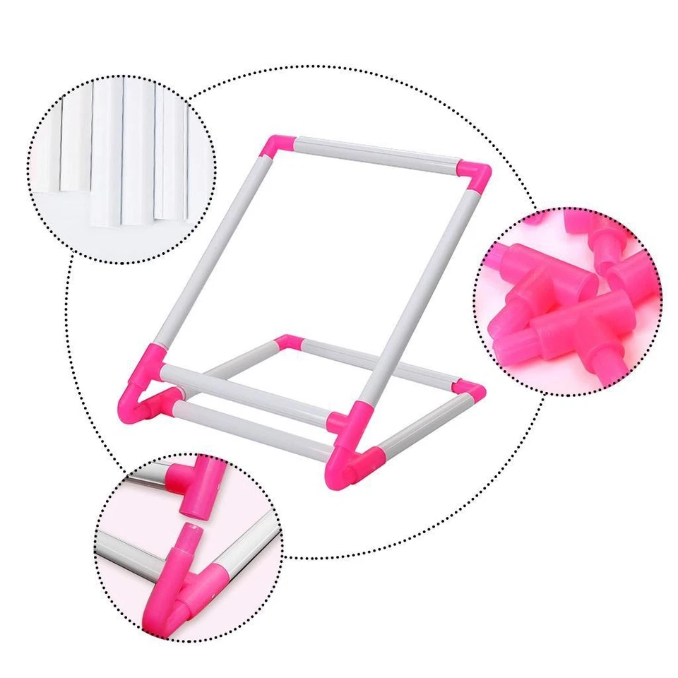 Rectangle Plastic Clips Embroidery Frame Hoop Stand Holder Cross Stitch Supply - Image 2 of 4