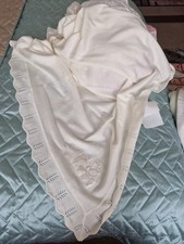 Large Cream Baby Shawl (r)