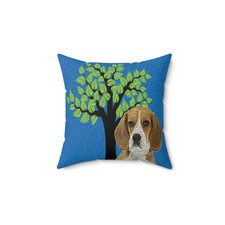 Beagle "Hopper" Spun Polyester Throw Pillow