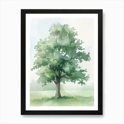 Gerahmtes Wandbild Kastanienbaum atmosphärisches Aquarell Poster Leinwanddruck Bild