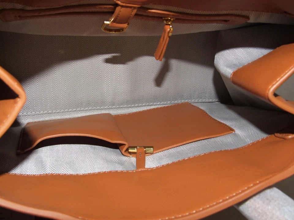 The Row Margaux Bag Handbag - Orangey Brown Leather Made in Italy 15"X10.5"X6" - Image 3 of 4