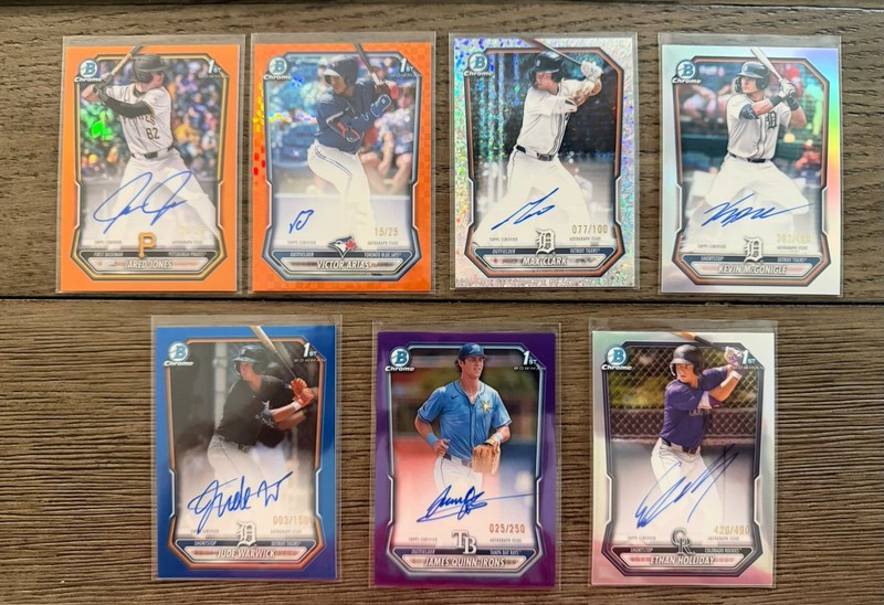 2026 Bowman Chrome Baseball - 7 Card #’d Auto Lot (Holliday, Clark, McGonigle)