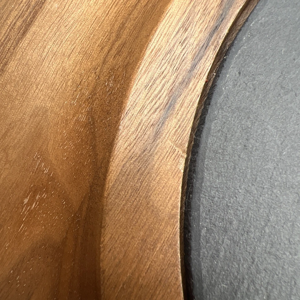 Crate & Barrel Wooden Round Serving Tray with Slate Center Charcuterie Board 14” - Image 3 of 4