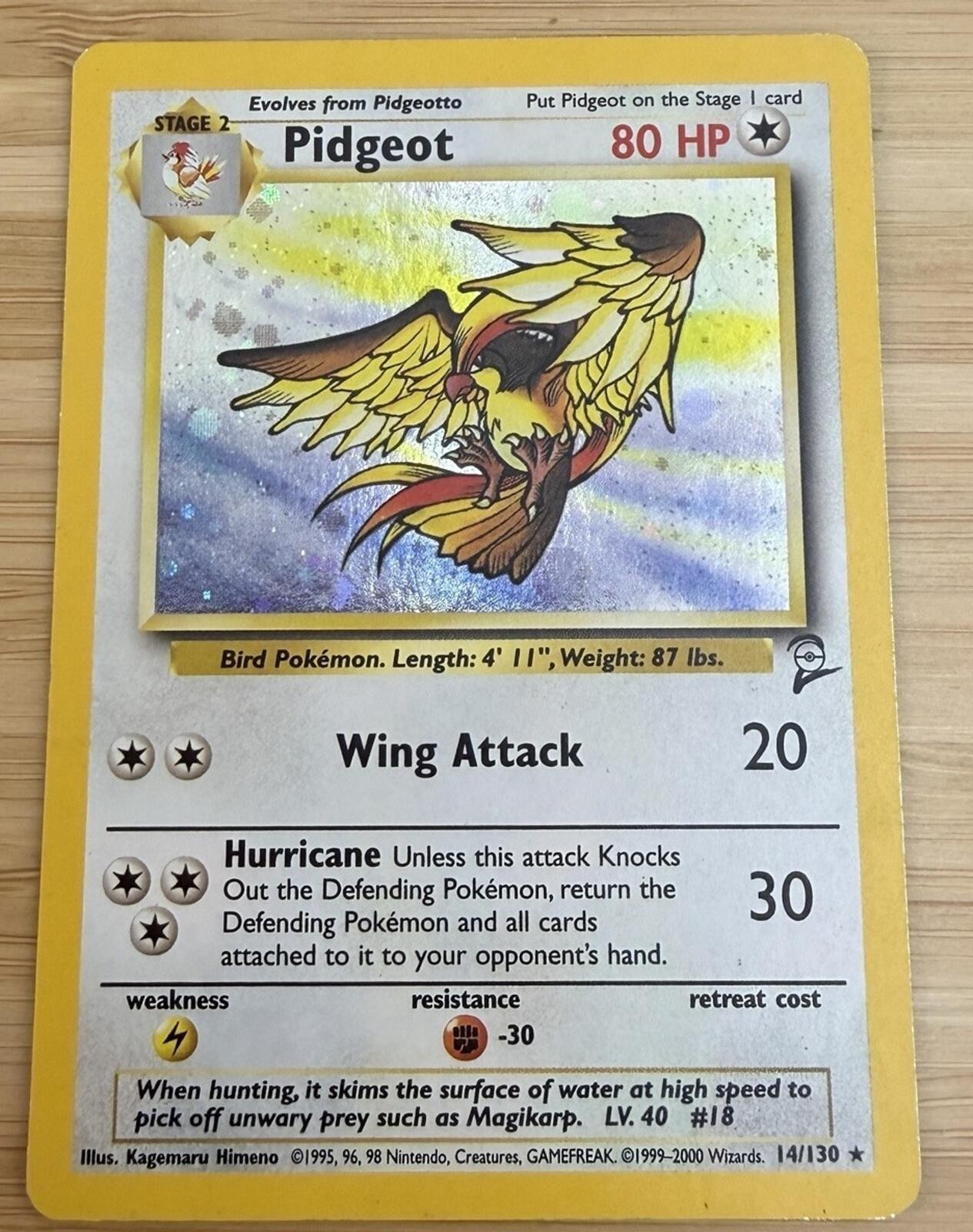 Pidgeot Holo 14/130 #14 - 2000 Pokemon TCG Base Set 2