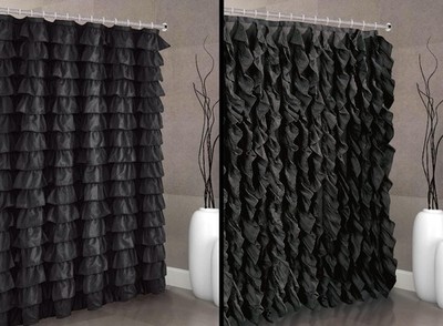 2 in1 Waterfall Shabby Chic Ruffled Fabric Shower Curtain 2 Design can Make in 1
