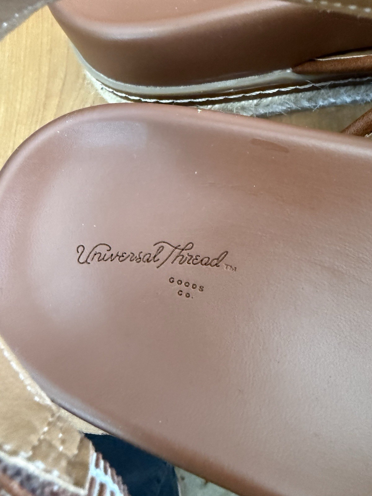 SAOLA Sandali donna filo universale taglia 11 marrone avorio suola bordo corda plateau 2”