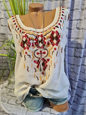 Ashley Brooke Heine Chiffon Tunika Bluse Gr. 34 - 46 Pailletten Besatz NEU (557)
