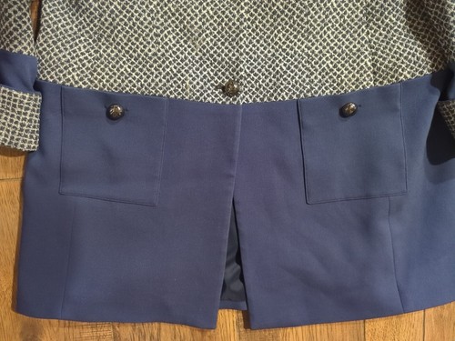 Nicole Miller For Mary Kay Navy & White Lab Coat - Fully Lined w/ Cuffs Size 16R - Picture 5 of 22