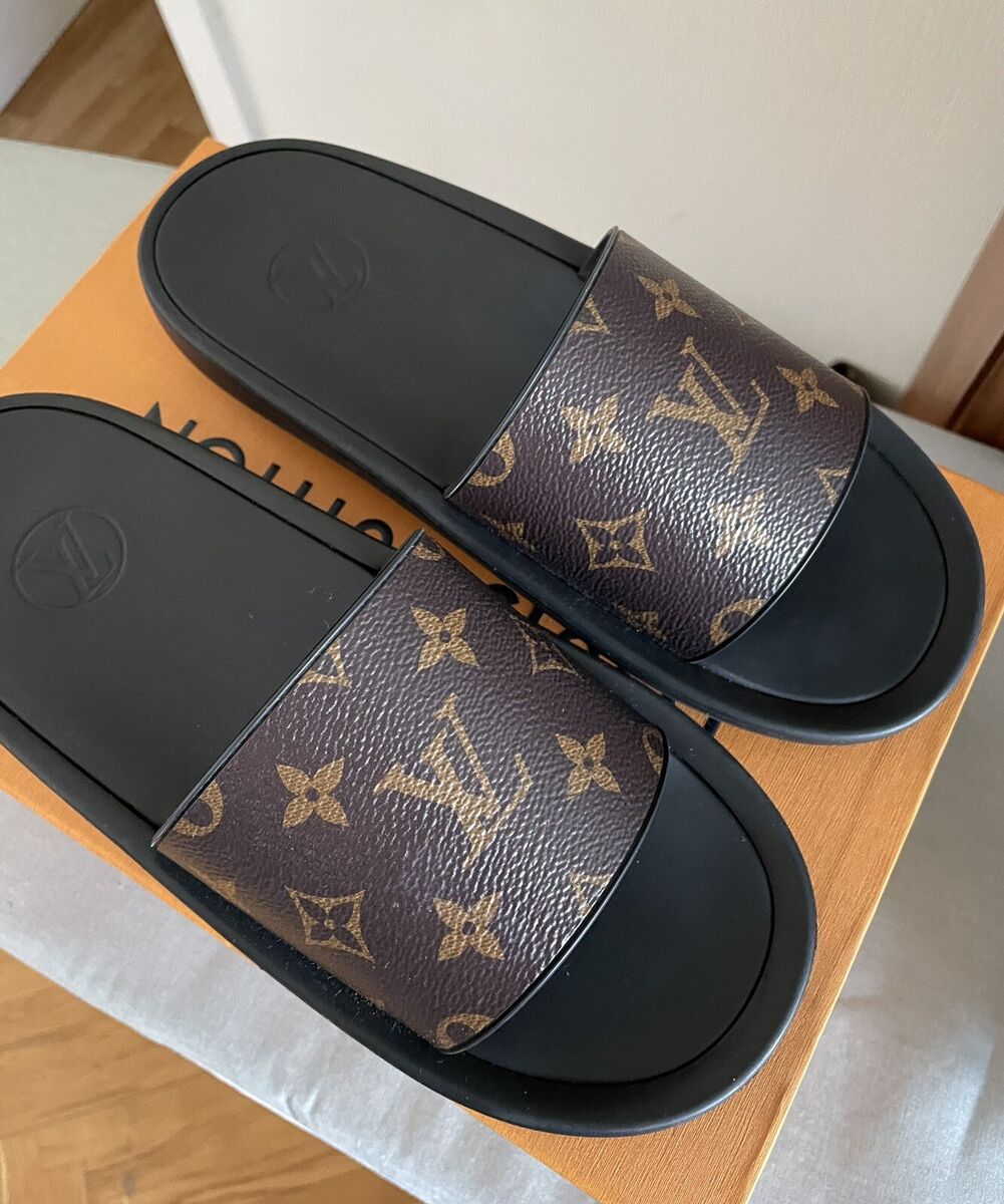 Louis Vuitton, Shoes, Mint Condition Authentic Louis Vuitton Monogram Sunbath  Flat Mule Sandals